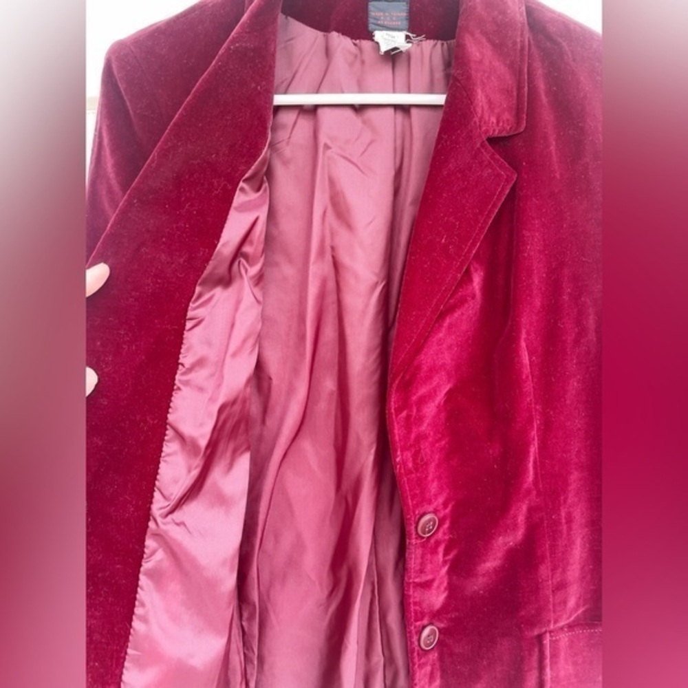 Vintage Checkpoint of California: Burgundy‎ Velvet Blazer size 13/14 - Picture 6 of 7